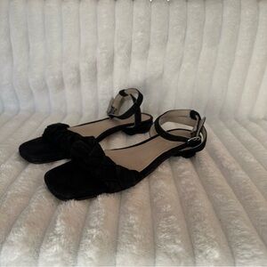 Signature by Journee Collection Black Braided Ankle Strap Sandals Size 6.5